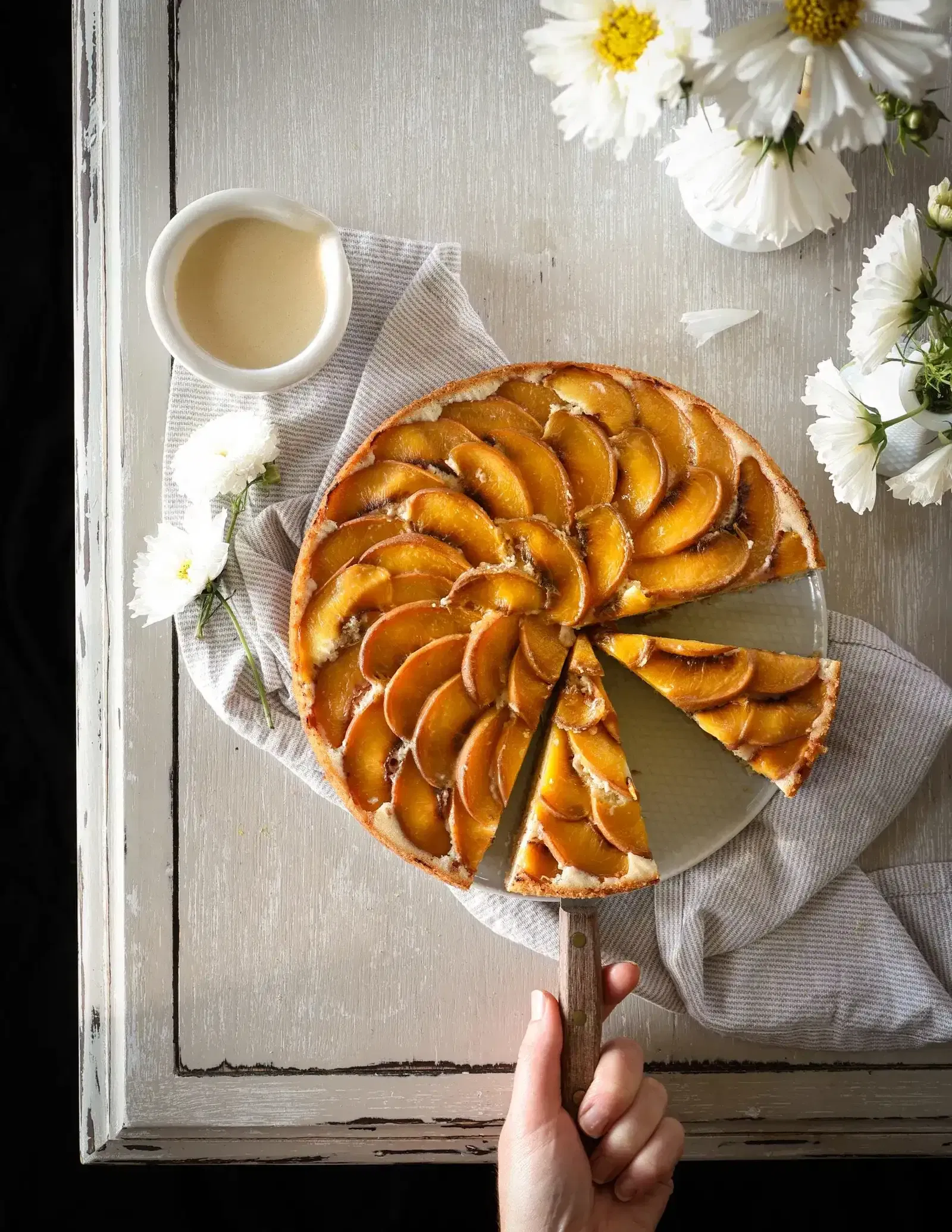 Upside-Down Peach Streutel Cake