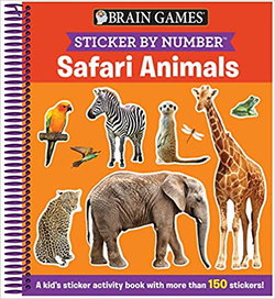 Image of Brain Games – Sticker by Number: Safari Animals