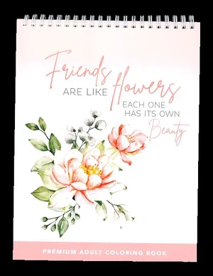 Friends and Flowers Adult Coloring Book
