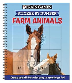 Image of Sticker by Number Farm Animals (Easy – Square Stickers) Brain Games
