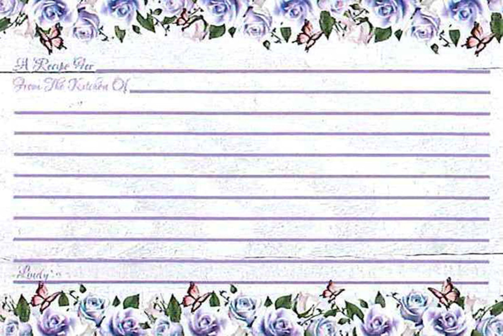 Image of Recipe Cards 4 x 6 (25 pack) Lavender Roses