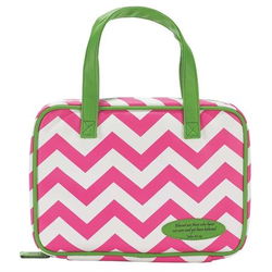 Image of BC: Pink and Green Chevron Leather Like Vinyl Large