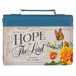 Image of BC: Hope in the LORD Floral Mediterranean Blue Faux Leather Large
