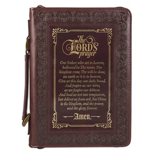 BC: The LORD's Prayer Walnut and Burgundy Faux Leather Medium