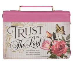 Image of Trust in the Lord  Floral Pink Medium Bible Cover