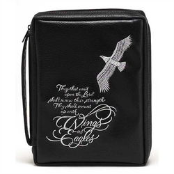 Image of BC: Wings as Eagles-Isaiah 40:31-Black Embroidered Leather Like Vinyl Medium