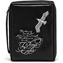 BC: Wings as Eagles Black Embroidered Leather Like Vinyl Large