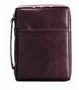 Image of BC: Burgundy Embossed Cross with Front Pocket Medium