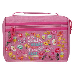 Image of Bible Cover Fashion Pink A Glad Heart Makes A Cheerful Face Prov. 15:13