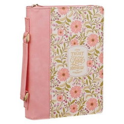 Image of Bible Cover Fashion Coral Floral Those Who Trust In The Lord Isa. 40:31