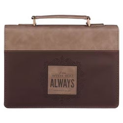 Image of Bible Cover Fashion Two-tone Brown I Am With You Always Matt. 28:20