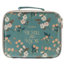 Image of Bible Organizer Hardcover Green Floral Be Still Ps. 46:10