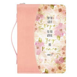 Image of BC: God of Hope Joy Peace Romans Floral Peach Large Faux Leather
