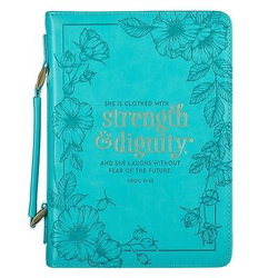 Image of BC: Strength & Dignity Teal Faux Leather Fashion Medium – Proverbs 31:25