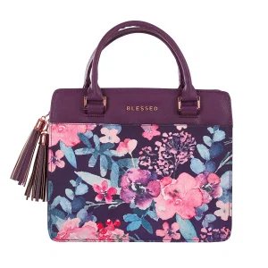 BC: Fashion Purple/Floral Printed Blessed Badge Purse Style - Medium