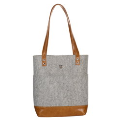 Image of Bible Tote Gray/Toffee Filagree Heart Badge