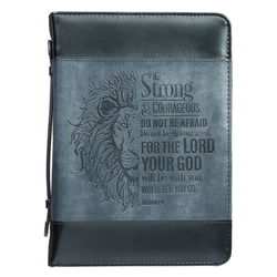 Image of Bible Cover Classic Black/Gray Be Strong Josh. 1:9