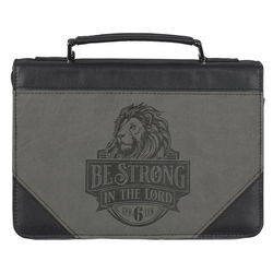 Image of Bible Cover Classic Gray/Black Be Strong Eph. 6:10
