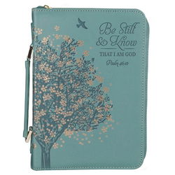 Image of Bible Cover Fashion Teal Be Still Ps. 46:10 – Medium