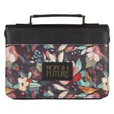 Image of Bible Cover Fashion Black Floral Hope & A Future Jer. 29:11