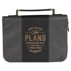 Image of Bible Cover Classic Two-tone Black/Gray I Know the Plans Jer. 29:11