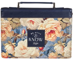 Image of Bible Cover Fashion Navy Be Still Ps. 46:10 – Large