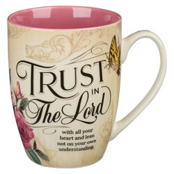 Image of Trust In The Lord Blush Pink Floral Ceramic Mug