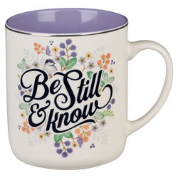 Image of Be Still Purple Pasture Ceramic Coffee Mug – Psalm 46:10