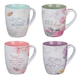 Image of Floral Inspirations – 4 Pc Ceramic Coffee Mug Set
