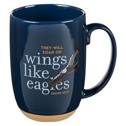 Image of Wings Like Eagles Navy Blue Ceramic Coffee Mug  – 15oz