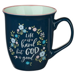 Image of Mug White/Navy Floral God is Good