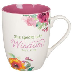 Image of Mug Multi-Floral Speaks with Wisdom Prov. 31:26