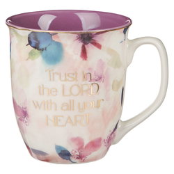 Image of Mug Purple Floral Trust in the Lord Prov. 3:5