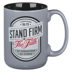 Image of Mug Gray/Black Stand Firm 1 Cor. 16:13