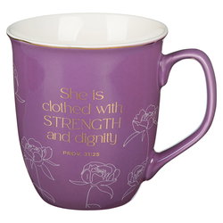 Image of Mug Purple Strength & Dignity Prov. 31:25