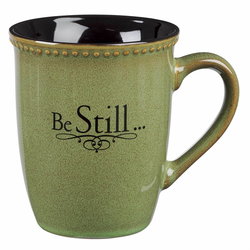 Image of Mug Stoneware Green/Black Be Still Ps. 46:10