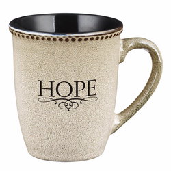 Image of Mug Stoneware Ivory/Black Hope Heb. 6:19