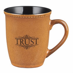 Image of Mug Stoneware Brown/Black Trust Ps. 91:2