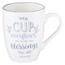 Image of Mug White My Cup Overflows Ps. 23:5