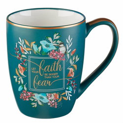Image of Mug Teal/White Faith Be Bigger