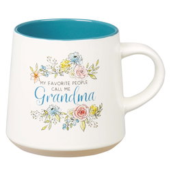 Image of Mug Stoneware Blue/White Floral Grandma