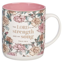 Image of Mug My White/Pink Roses Strength & My Song Ps. 118:14