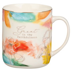Image of Mug White/White Floral Great Is Thy Faithfulness