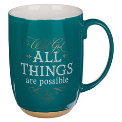 Image of Mug Green/White With God All Things Matt. 19:26
