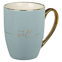 Image of Mug Blue/Cream It is Well with My Soul