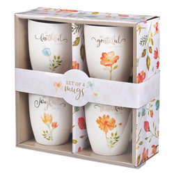 Image of Mug Set 4pc Grateful Floral