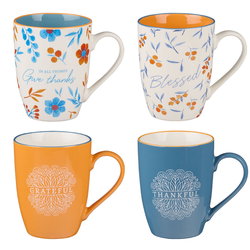 Image of Mug Set 4pc Thankful, Grateful, Blessed