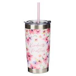 Image of Mug SS Travel Pink Floral Kindness Matters