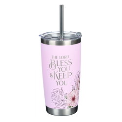 Image of Tumbler w/straw SS Pink Lord Bless & Keep You Num. 26