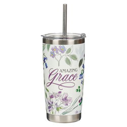 Image of Tumbler w/straw SS Purple Amazing Grace